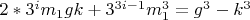 $2*3^im_1gk+3^{3i-1}m_1^3=g^3-k^3$