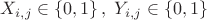 $X_{i,j}\in\left\lbrace 0,1 \right\rbrace,\; Y_{i,j}\in\left\lbrace 0,1 \right\rbrace$
