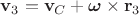 $\mathbf v_3=\mathbf v_C+\boldsymbol{\omega}\times\mathbf r_3$