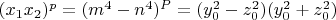 $(x_1x_2)^p=(m^4-n^4)^P=(y_0^2-z_0^2)(y_0^2+z_0^2)$