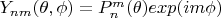 $Y_{nm}(\theta,\phi)=P_n^m(\theta)exp(im\phi)$