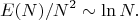 $$
E(N)/N^2 \sim \ln N.
$$