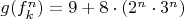 $g(f_k^n) =9+ 8\cdot (2^{n} \cdot 3^{n})$