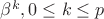$\beta^k, 0\le k \le p$