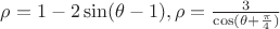 $\rho=1-2\sin(\theta-1), \rho=\frac{3}{\cos(\theta+\frac{\pi}{4})}$
