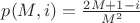 $p(M, i) = \frac{2M + 1 - i}{M^2}$