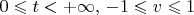 $0\leqslant t<+\infty,\,-1\leqslant v \leqslant 1$