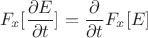 $$F_x[\dfrac{\partial E}{\partial t}] = \dfrac{\partial}{\partial t} F_x[E]$$