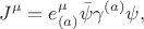 $$
J^{\mu} = e^{\mu}_{(a)} \bar{\psi} \gamma^{(a)} \psi,
$$