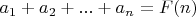 $a_1+a_2+...+a_n=F(n)$