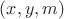 $(x,y,m)$