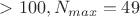 $>100,N_{max}=49$