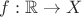 $f: \mathbb R \to X$