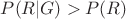 $P(R|G)>P(R)$