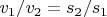 $v_1/v_2=s_2/s_1$