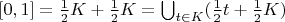$[0,1]=\frac{1}{2}K+\frac{1}{2}K=\bigcup_{t\in K}(\frac{1}{2}t+\frac{1}{2}K)$