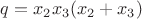 $q = x_2 x_3 (x_2 + x_3)$