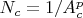 $N_c=1/A_c^p$