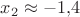 $x_2\approx-1{,}4$