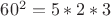 $60^2 = 5*2*3$