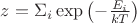 $z=\Sigma_i \exp\left(-\frac{E_i}{kT}\right)$
