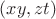 $(xy, zt)$ $(xy, zt)$