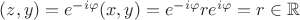 $
(z,y)=e^{-i\varphi}(x,y)=e^{-i\varphi}re^{i\varphi}=r\in\mathbb{R}
$ $
(z,y)=e^{-i\varphi}(x,y)=e^{-i\varphi}re^{i\varphi}=r\in\mathbb{R}
$