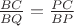 $\frac {BC} {BQ} = \frac  {PC} {BP}$