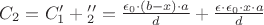 $C_2=C_1'+С_2''=\frac{\epsilon_0 \cdot (b-x)\cdot a}{d}+\frac{\epsilon\cdot \epsilon_0 \cdot x\cdot a}{d}$