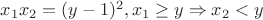 $x_1x_2=(y-1)^2, x_1\ge y\Rightarrow x_2<y$