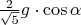 $\frac{2}{{\sqrt 5 }}g \cdot \cos \alpha $