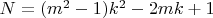 $N=(m^2-1)k^2-2mk+1$