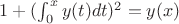 $1+(\int_0^x y(t)dt)^2=y(x)$ $1+(\int_0^x y(t)dt)^2=y(x)$