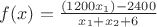 $f(x)=\frac{(1200 x_1) -2400} {x_1+x_2+6}$
