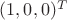 $(1,0,0)^T$