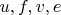 $u, f, v, e$