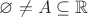 $\varnothing\ne A\subseteq\mathbb R$