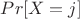 $Pr[X = j]$