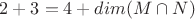 $2+3=4+dim(M \cap N)$