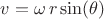 $v = \omega \, r \sin(\theta)$