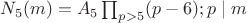 $N_5(m)=A_5 \prod_{p>5}(p-6); p\mid m$