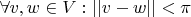 $\forall v, w \in V: ||v-w||<\pi$