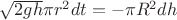 $\sqrt{2gh}\pi r^2dt=-\pi R^2dh$