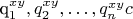 q_1^{xy}, q_2^{xy}, \ldots, q_n^{xy}c
