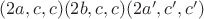 $(2a,c,c) (2b,c,c) (2a',c',c')$