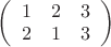 $ 
\left( \begin{array}{ccc} 
1 & 2 & 3 \\ 
2 & 1 & 3 \\ 
\end{array} \right) 
$