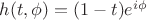 $h(t,\phi)=(1-t)e^{i\phi}$