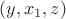 $(y,x_1,z)$