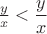 $\frac{y}{x} < \displaystyle \frac{ y}{ x}$