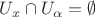 $\[
U_x  \cap U_\alpha   = \emptyset 
\]$